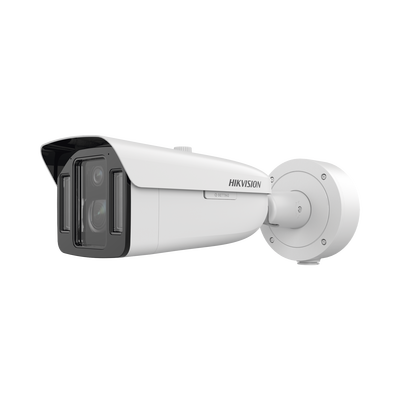 Bala IP Dual 4 Megapixel (2 Lentes) / Lente Fijo (4 mm / ColorVu) y Lente Mot. (5 a 20 mm / DarkFighter X) / Luz Dual (IR y Luz Blanca) / IP67 / IK10 / Reconocimiento Facial / ACUSENSE / WDR 140 dB / 