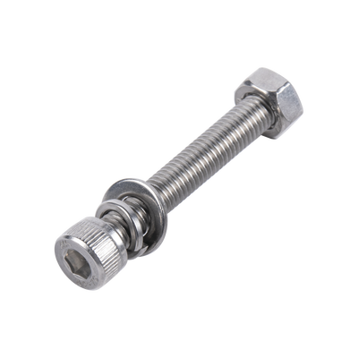 Tornillo Allen Milimétrico de Acero Inoxidable  M8-1.25 x 55/ Incluye Tuerca, Arandela Plana y Arandela Presión / Para Montajes de Módulos Solares / Bolsa con 6 piezas.