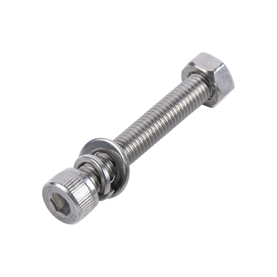 Tornillo Allen Milimétrico de Acero Inoxidable  M8-1.25 x 25 / Incluye Tuerca, Arandela Plana y Arandela Presión / Para Montajes de Módulos Solares / Bolsa con 6 piezas.