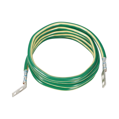 Jumper para Aterrizar Equipos, 6 AWG, con Terminal Doblada a 45 Grados y Terminal Recta, Para Conexión a Tierra y Terminal Recta Para Equipos, 1.8m de Largo