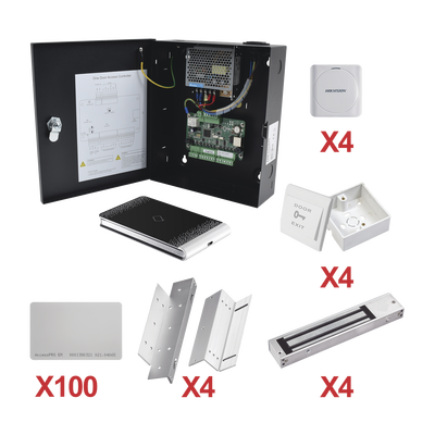 Kit de Control de Acceso con TARJETA para 4 Puertas  / TODO INCLUIDO / Software IVMS4200 incluido