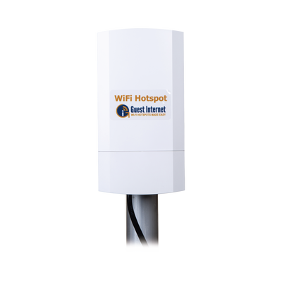 Hotspot inalámbrico 2.4 GHz para exterior, antenas sectorial 8 dBi, Throughput 75 Mbps, ideal para la venta de códigos de acceso a Internet