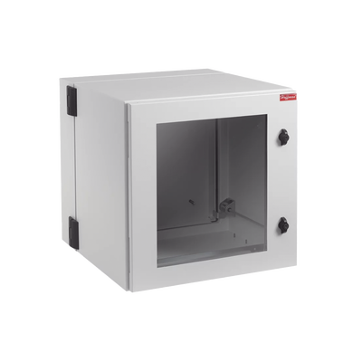 Gabinete Industrial ProTek de Puerta con Ventana, Protección NEMA Tipo 4/12/4X; IP55; IK10, Abatible, Fabricado en Acero, 12 UR, Color Gris Claro