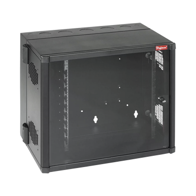 Gabinete AccessPlus de Montaje en Pared de 19in, Rieles Numerados y Roscados #10-32, Puerta con Ventana de Seguridad, 700 mm de Ancho, 637 mm de Profundidad, 12 UR, Color Negro