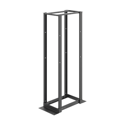 Rack de Cuatro Postes Estándar de 19", Rieles Numerados y Roscados #12-24, Profundidad Ajustable de 450 a 1050 mm, 45 Unidades de Rack, Color Negro