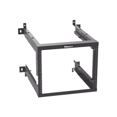 Rack PanZone® de Montaje en Pared, de 19in, Profundidad Ajustable, Rieles Numerados y Roscados #12-24, 9 UR, Color Negro