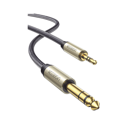 Cable Audio Estéreo 3.5mm (1/8") TRS a 6.35mm (1/4") TS / 1 Metro / Audio de Hi-Fi / Trenza de Nylon / Blindaje Múltiple / Caja de Aleación Zinc / Núcleo de Cobre Puro / Compatibilidad Universal