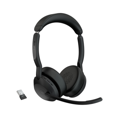 Jabra Evolve2 55, Auricular stereo versión MS, dongle USB-A con cancelación de ruido (25599-999-999) 