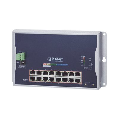 Switch Industrial Administrable Capa 2 de Pared,16 Puertos PoE 802.3at Gigabit y 2 Puertos SFP