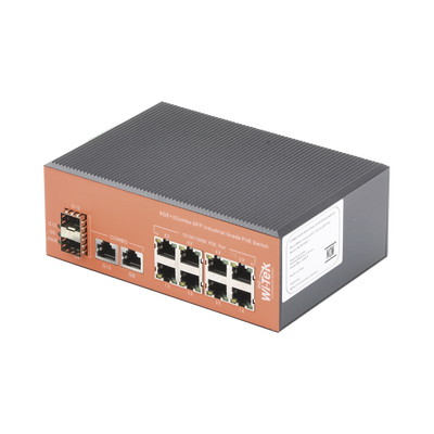 Switch Industrial PoE+ no administrable de 8 Puertos 10/100/1000Mbps + 2 SFP Combo, 150 W