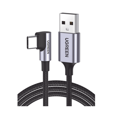 Cable USB-A a USB-C | 1 Metro | Conector con Ángulo Recto de 90° | Carga Rápida de hasta 60W | 480 Mbps | PD3.0 | QC4.0/3.0/2.0 | FPC | AFC | Protección Integrada| Caja de Aluminio | Nylon Trenzad