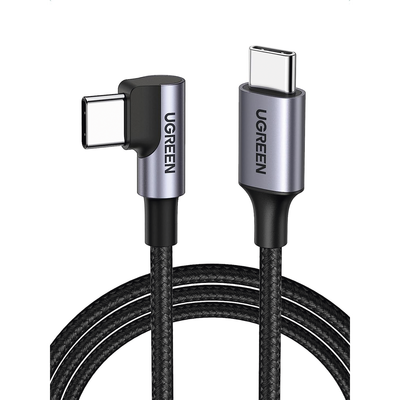 Cable USB-C a USB-C | 2 Metros | Conector con Ángulo Recto de 90° | Carga Rápida de hasta 60W | 480 Mbps | PD3.0 | QC4.0/3.0/2.0 | FPC | AFC | Protección Integrada| Caja de Aluminio | Nylon Trenza