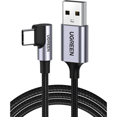 Cable USB-A a USB-C | 2 Metros | Conector con Ángulo Recto de 90° | Carga Rápida de hasta 60W | 480 Mbps | PD3.0 | QC /3.0/2.0 | FPC | AFC | Protección Integrada| Caja de Aluminio | Nylon Trenzado