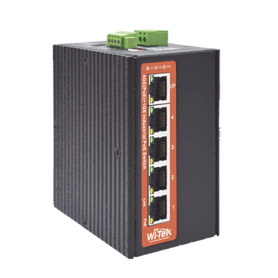 Switch Industrial PoE++ / No administrable / Con 4 puertos Gigabit PoE / 1 puerto Gigabit Uplink / Presupuesto 120W