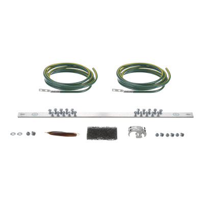 Kit de Puesta a Tierra con dos Jumpers 6 AWG y Barra de Conexiones de 20 Orificios, para Rack de 19in