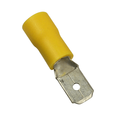 Terminal tipo macho aislada / 12 - 10 AWG / Amarillo / Paquete de 25 piezas.