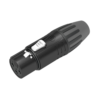 Conector XLR hembra | Carcasa Enchapada en Negro | Contactos Enchapados en Plata | 