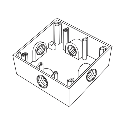 Caja Cuadrada de 3/4" (19.05 mm) a Prueba de Intemperie/ Cuenta con 4 bocas.