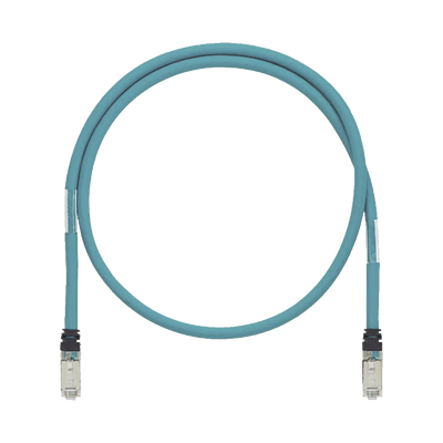 Patch Cord Cat6A de Grado Industrial 600V, Blindado SF/UTP, Calibre 26 AWG, Color Aqua, 60 cm.