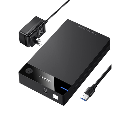 Carcasa Disco Duro 3.5" con Cable USB 3.0 y Adaptador de Corriente 12V 2A Incluido, Caja Disco Duro USB 3.0 con UASP para HDD SSD SATA I/II/III, Hasta 16 TB.