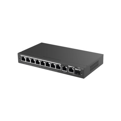 Switch Administrable con 8 puertos Gigabit PoE, 2 Uplinks Gigabit (1 SFP), gestión gratuita desde la nube