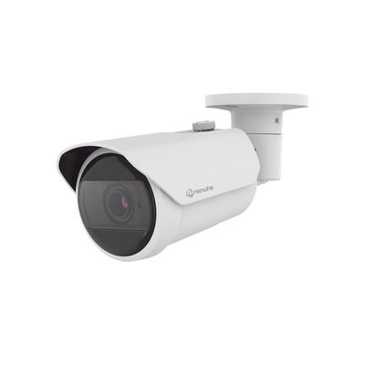 Camara Bala IP 8MP con funciones IA / Lente Motorizado 3.2 a 10.2 mm / WDR 120dB / H.265 / RanuraSD / Protección IP66 IK10 / IR 30m