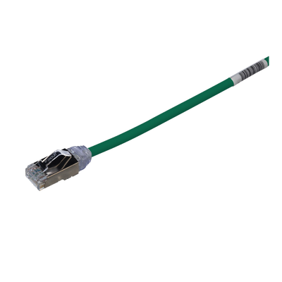 Patch Cord Cat6A, Diametro Reducido 28 AWG, Blindado S/FTP, CM/LS0H, 20 cm, Color Verde