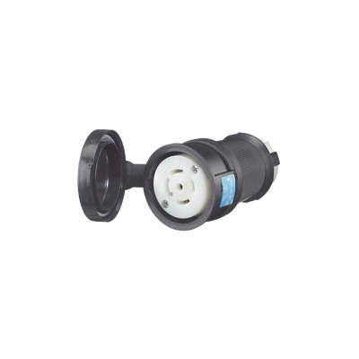 Conector Industrial con Bloqueo de Media Vuelta / 30 A 120/208 V CA / Nema L21-30R / 4 Polos 5 Hilos / Color Blanco y Negro / / Grado Industrial.