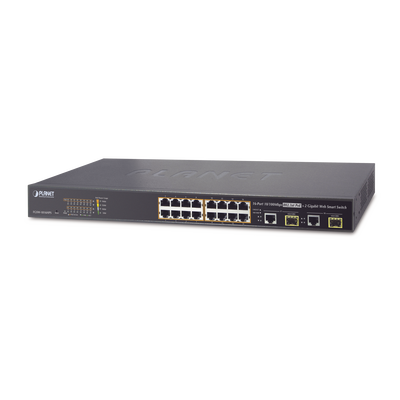 Switch Administrable L2 de 16 Puertos PoE+ y 2 Puertos Compartidos Gigabit TP/SFP