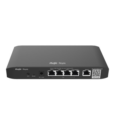 Router administrable cloud con POE+ 54w, 3 puertos LAN gigabit, 1 Puerto WAN gigabit y 1 puerto LAN/WAN gigabit configurable, hasta 100 clientes con desempeño de 600 Mbps asimétricos