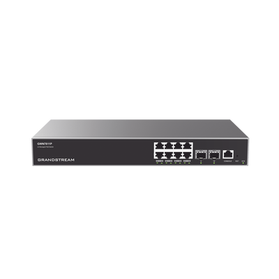 Switch Capa 3 PoE+ Administrable / 8 puertos 10/100/1000 Mbps + 2 Puertos SFP+ de 10 Gigabits / Hasta 120W / Compatible con GWN Cloud.