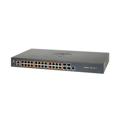 Switch cnMatrix EX2028-P capa 3 de 28 puertos (24 PoE Gigabit 802.3af/at, 4 SFP+) administración desde la Nube (MX-EX2028PxB-U)