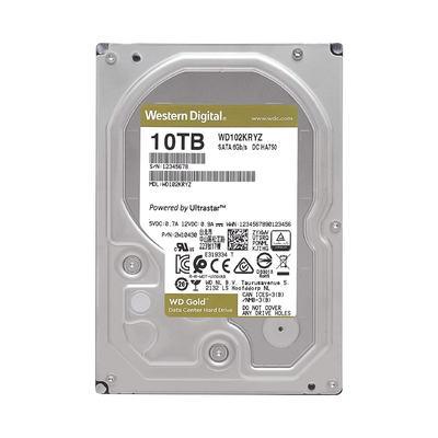 Disco Duro Gold de 10 TB / 7200 RPM / Optimizado para NAS, RAID, Data Center y NVRs de Gran Capacidad / Uso 24-7 / Proteccion Antivibración / 5 Años de Garantia / HelioSeal