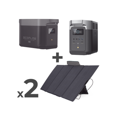 EcoFlow DELTA 2 MAX | Estación de Energía Portátil 2048Wh Litio LFP / 6 AC 2400 W (Max. 3400W) / 2 USB-C 100W / Capacidad para Aumentar Respaldo / Cargador de Coche 10A a 12.6V / Conectividad WiFi 