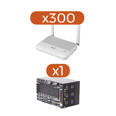 KIT 300 ONU´s HG6144F GPON WiFi 6, Doble Banda 2.4/5 GHz , con 4 puertos Gigabit Ethernet + 2 POTS + 1 USB + 1 CATV (RF) + 1 OLT AN6000-7