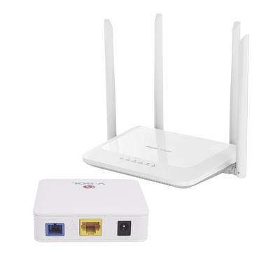 Kit 1 ONU Bridge V-Sol, Dual GPON/EPON con Router Home Mesh Ideal para distribuciones WISP de mayor cobertura Wi-Fi en Hogares y Oficinas