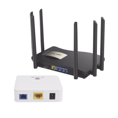 Kit 2 ONU Bridge V-Sol, Dual GPON/EPON con Router Home Mesh Ideal para distribuciones WISP de mayor cobertura Wi-Fi en Hogares y Oficinas