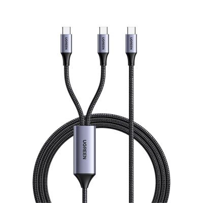 Cable USB-C a Y (USB-C & USB-C) | 1.5 Metros | Carga Rápida de hasta 100W | PD3.0 | QC4.0/3.0/2.0 | FPC | AFC | Protección Integrada| Caja de Aluminio | Nylon Trenzado | Amplia Compatibilidad | Colo