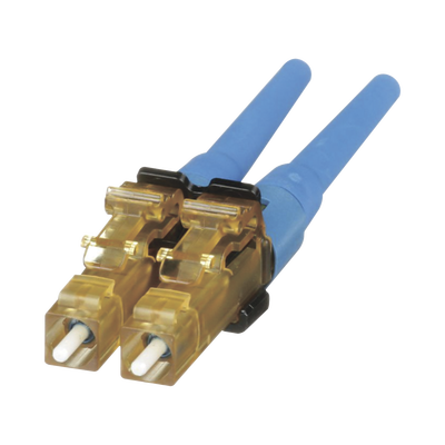 Conector de Fibra Óptica LC Duplex OptiCam, Monomodo 9/125 OS2, Pre-pulido, Color Azul