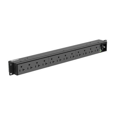 PDU Básico para Distribución de Energía, Enchufe de Entrada NEMA 5-20P, Con 12 Contactos NEMA 5-20R, Instalación Horizontal de 19in, 1UR, 20 Amp, 120 Vca