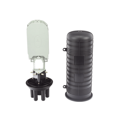 Caja de Distribución de Fibra Óptica Vertical tipo Domo, 48 empalmes (Expandible hasta 96 empalmes con charola LP-FOSCV-48-ST), Exterior, IP68