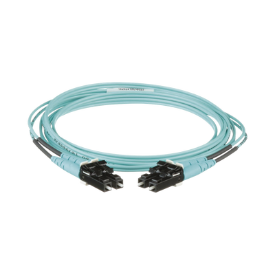 Jumper de Fibra Optica Multimodo 50/125 OM3, LC-LC Duplex, OFNR (Riser), Color Aqua, 2 Metros