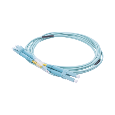 Jumper de Fibra Óptica Multimodo OM3 50/125 LC-LC OFNR (Riser), 2.0 mm, Dúplex, Aqua, 2 metros