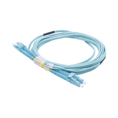 Jumper de Fibra Óptica Multimodo OM3 50/125 LC-LC OFNR (Riser), 2.0 mm, Dúplex, Aqua, 3 metros