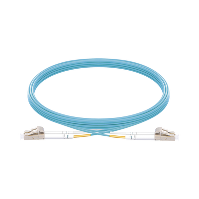 Jumper de Fibra Óptica Multimodo OM3 50/125 LC-LC OFNR (Riser), 2.0 mm, Dúplex, Aqua, 5 metros