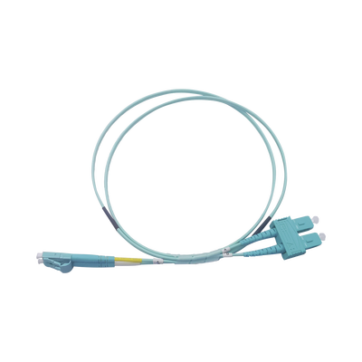 Jumper de Fibra Óptica Multimodo OM3 50/125 LC-SC OFNR (Riser), 2.0 mm, Dúplex, Aqua, 2 metros