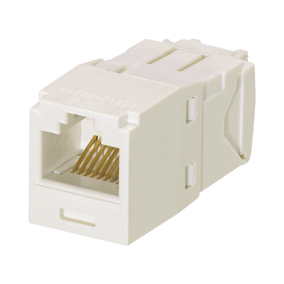 Conector Jack RJ45 Estilo TG, Mini-Com, Categoría 6A, de 8 posiciones y 8 cables, Color Blanco Mate