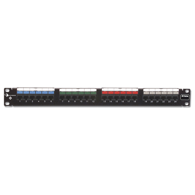 Patch Panel UTP HD6 de 24 puertos, Precargado con Jacks Categoría 6, Plano, 1UR