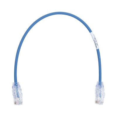 Cable de Parcheo TX6, UTP Cat6, Diámetro Reducido (28AWG), Color Azul, 1ft 