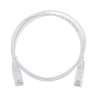 Cable de Parcheo Slim UTP Cat6 - 1 metro, Blanco, Diámetro Reducido (28 AWG)